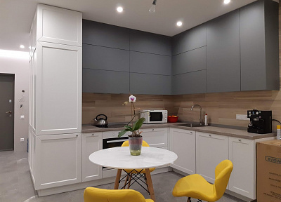 Біла кухня з фрезерованими фасадами та акриловою стільницею | Кухня | Дмитро Калюжний