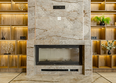 Прикамінний стелаж з підсвіткою | Стелаж | Осадченко Юлія