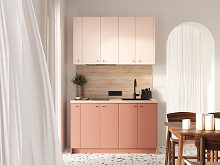 Кухня PERLYNA лінійна (рожева, цегляна), 1,3 м | ViyarPRO Меблі | ViyarPRO Меблі