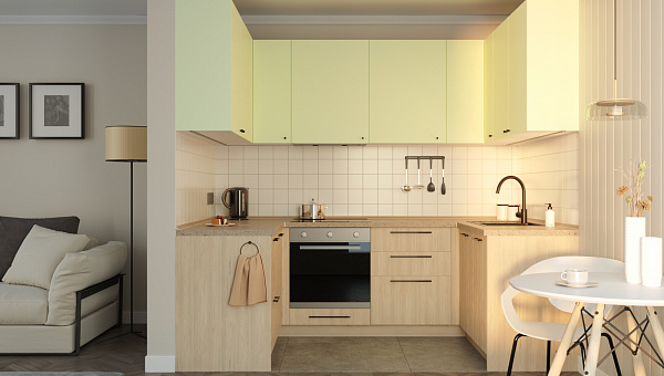Кухня SVITANOK П-подібна (жовта, кедр), 5,4 м | ViyarPRO Меблі | ViyarPRO Меблі